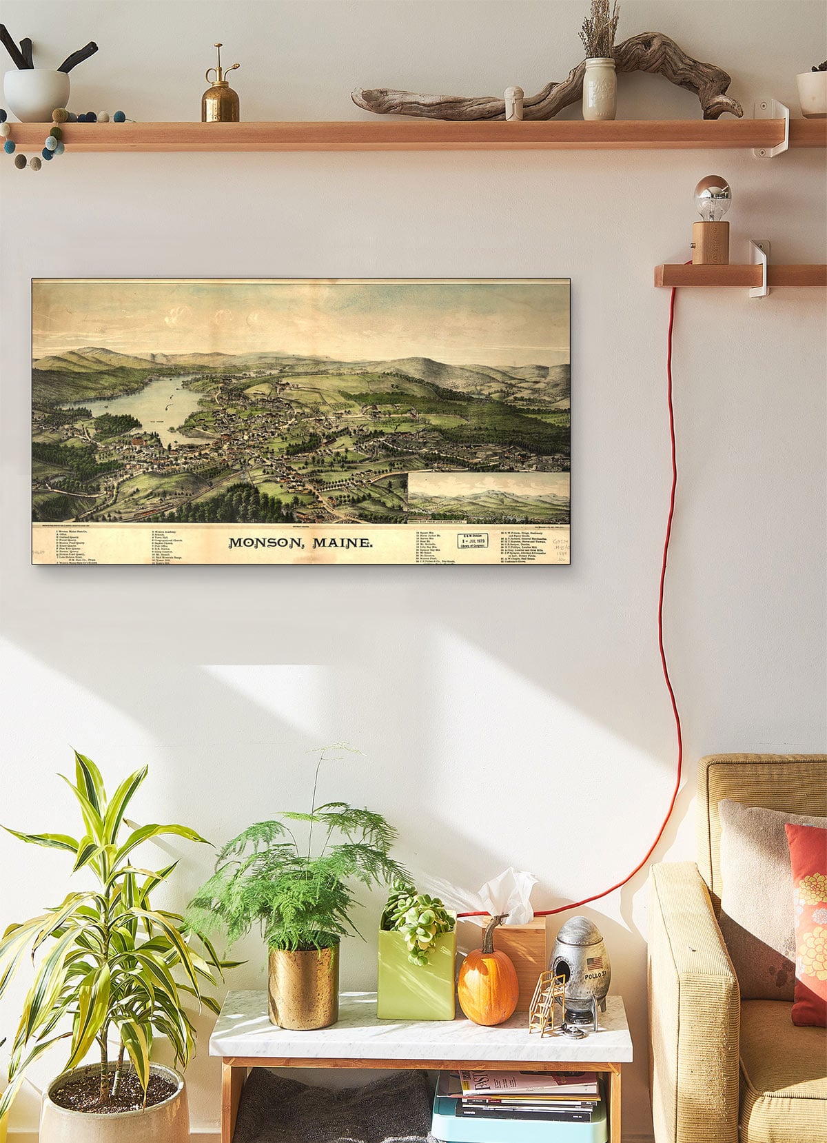 Monson Maine LARGE Vintage Map Print Masterpieces Curated Fine Art