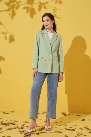 Blazer casual style tuytsy olive green suông