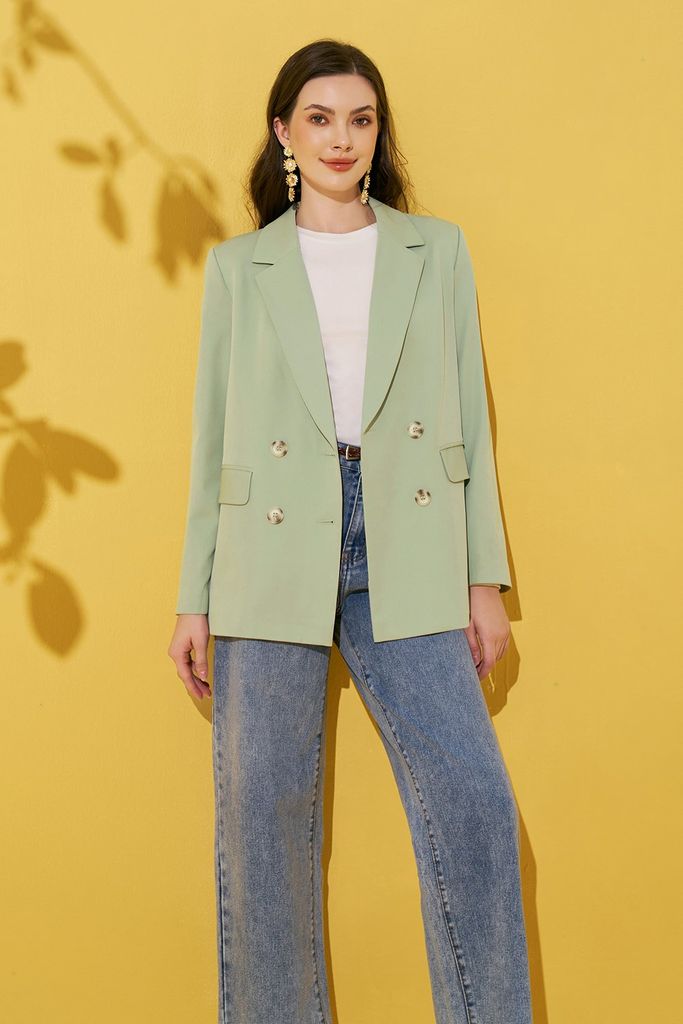 Blazer casual style tuytsy olive green suông