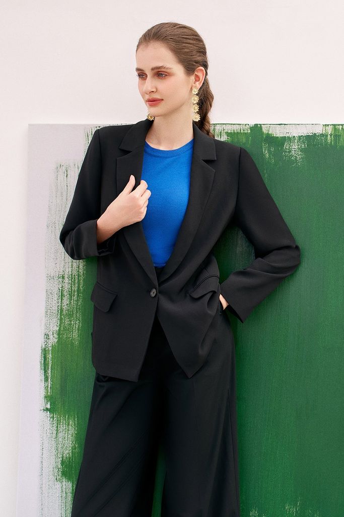 Blazer casual style tuytsy black 1 khuy