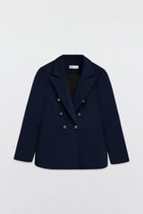 Blazer casual style tech lóng vuông navy