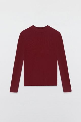 Keep warm tops thun tăm đỏ đô cổ 3cm