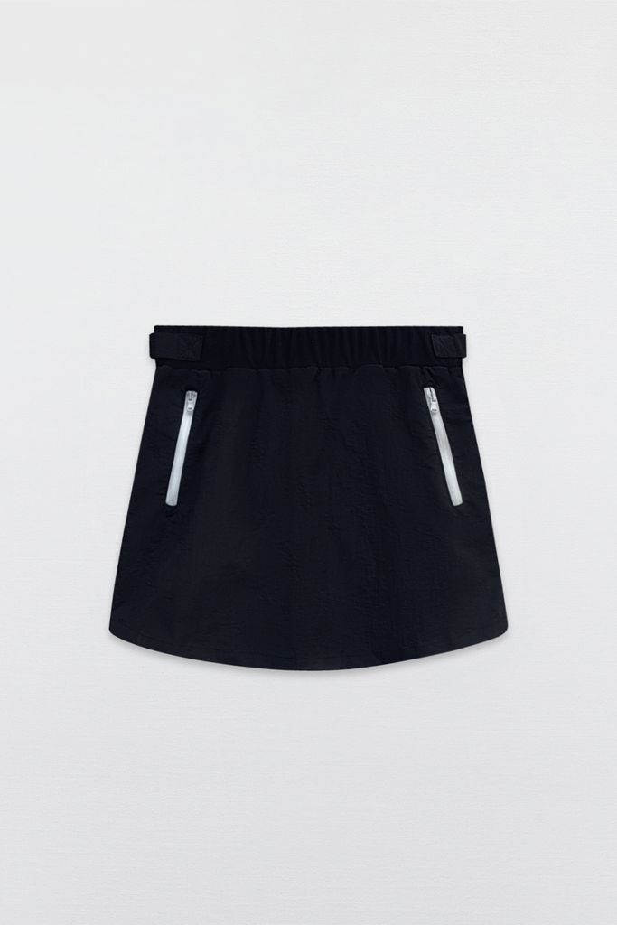 Mini skirts polyester black bo cạp
