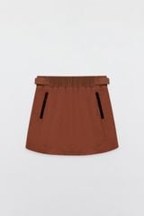 Mini skirts polyester warm brown bo cạp