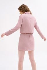 Mini skirt casual style tweed hồng nhạt