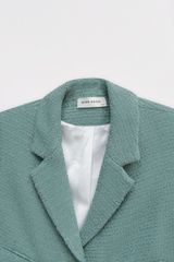 Áo khoác tweed smoke green khuy kim loại
