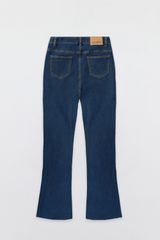 Flare jeans casual style denim trơn xanh chàm