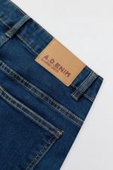 Flare jeans casual style denim trơn xanh chàm