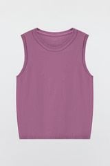 Sleeveless sweaters casual style len dệt tím