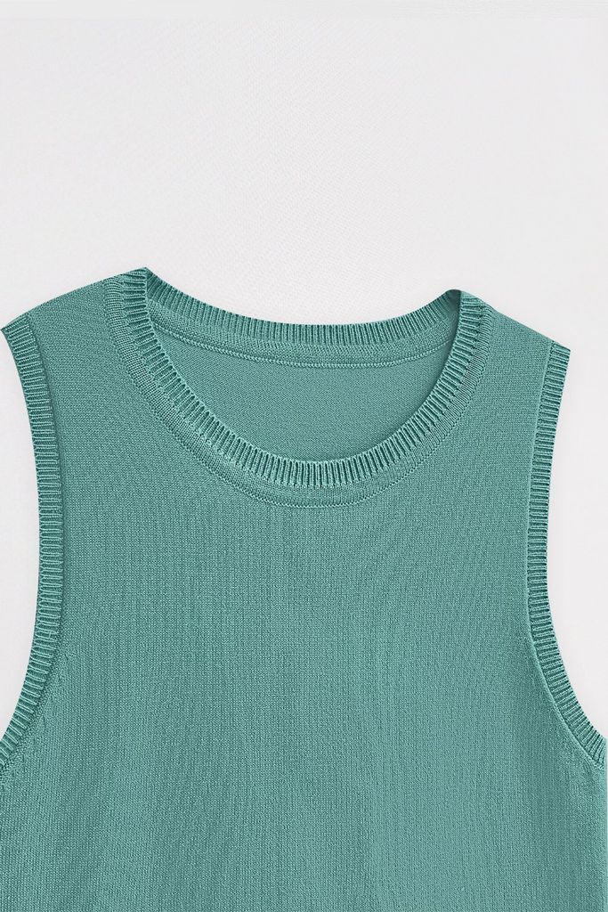 Sleeveless sweaters casual style len dệt xanh