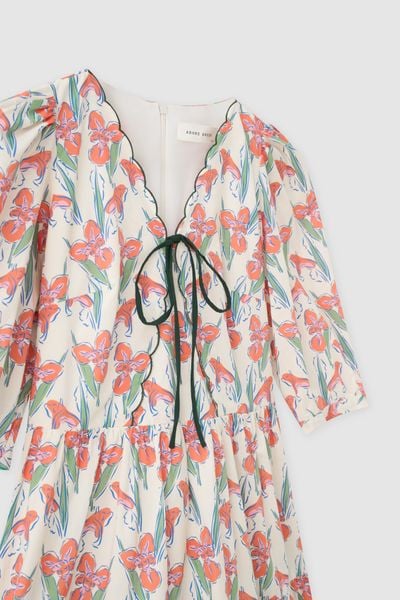 Đầm mini feminine thô lụa hoa nhỡ nhiều màu