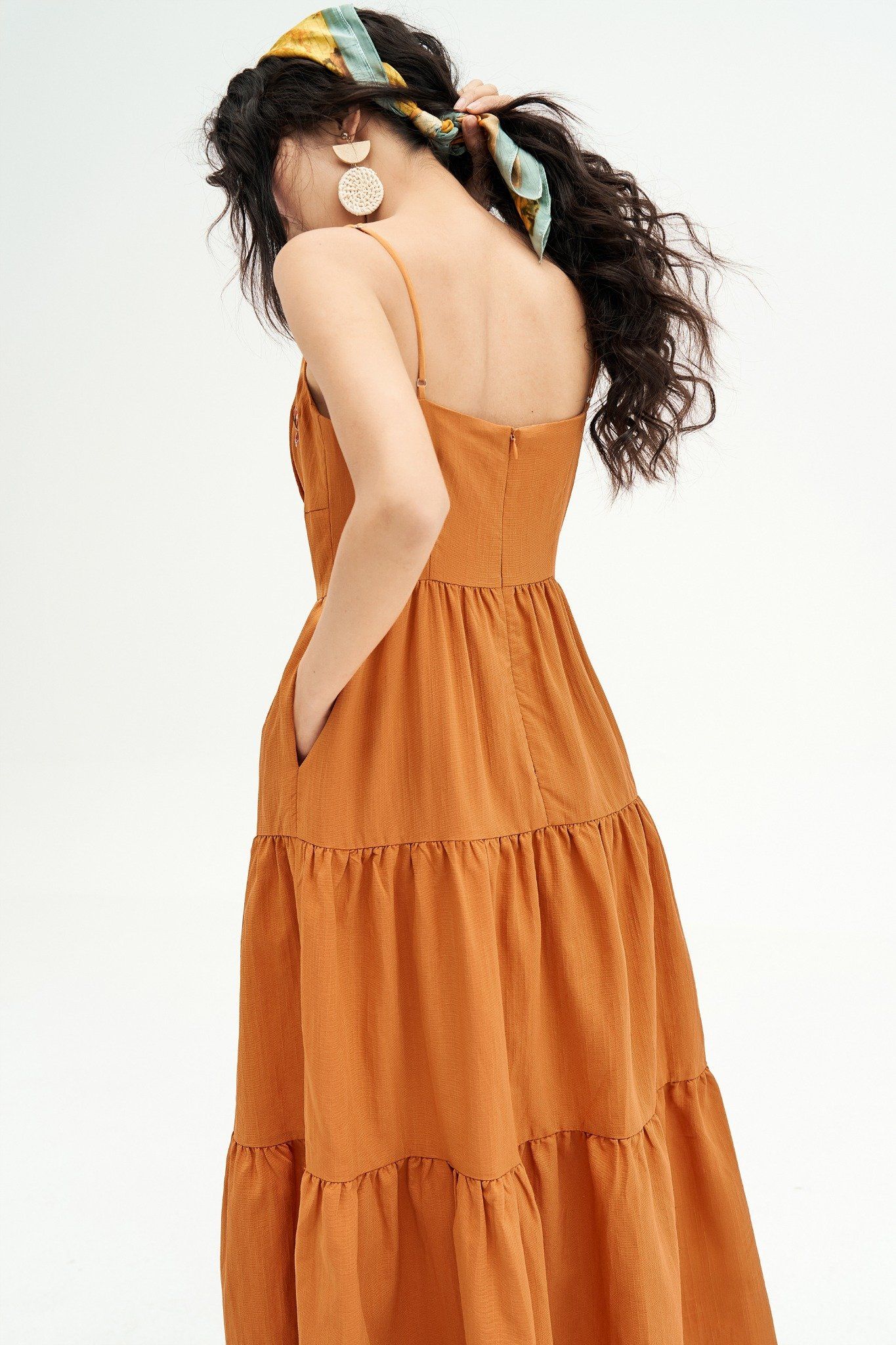 Đầm không tay Thêu florals Đũi chun