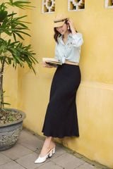 Sơ mi casual style thô kẻ xanh thiên thanh