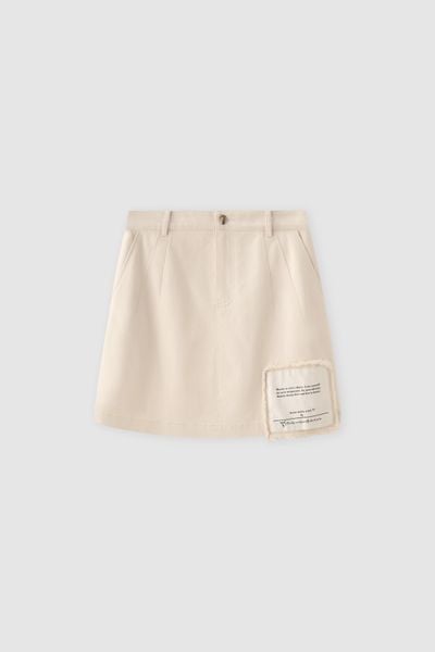 Chân váy mini casual khaki cream in gấu
