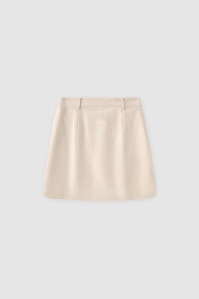 Chân váy mini casual khaki cream in gấu