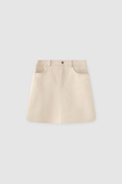 Chân váy mini casual khaki kem