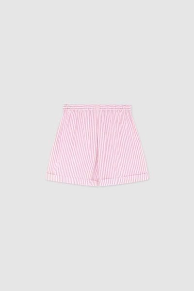 Quần shorts thô sọc hồng barbie túi sườn