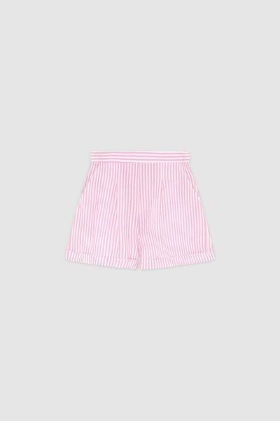 Quần shorts thô sọc hồng barbie túi sườn