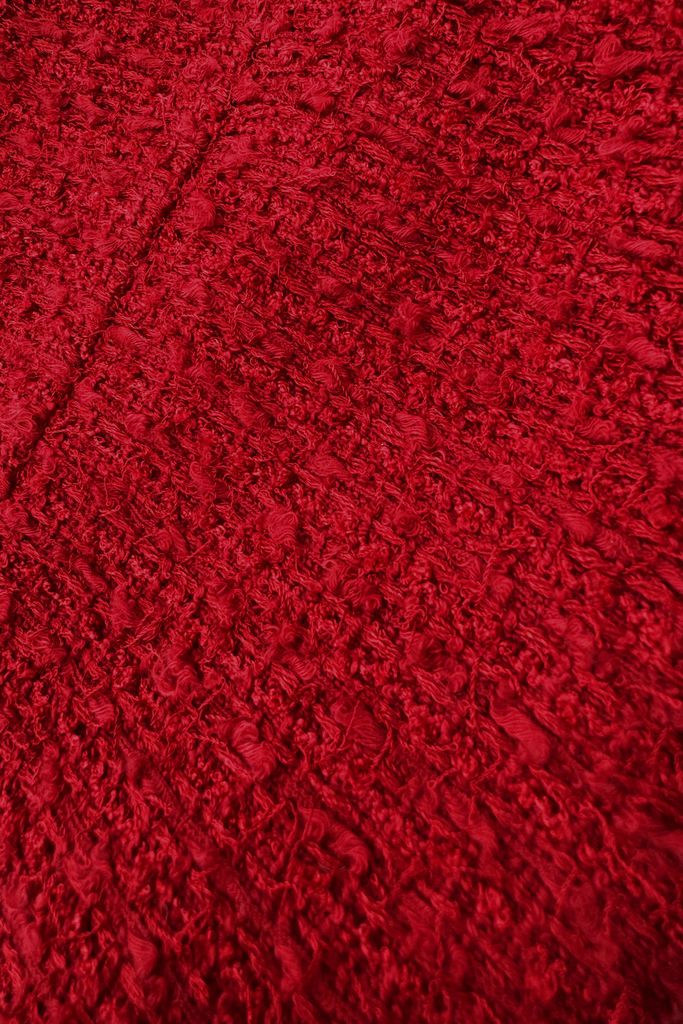 Áo quây Tweed đỏ xếp ly