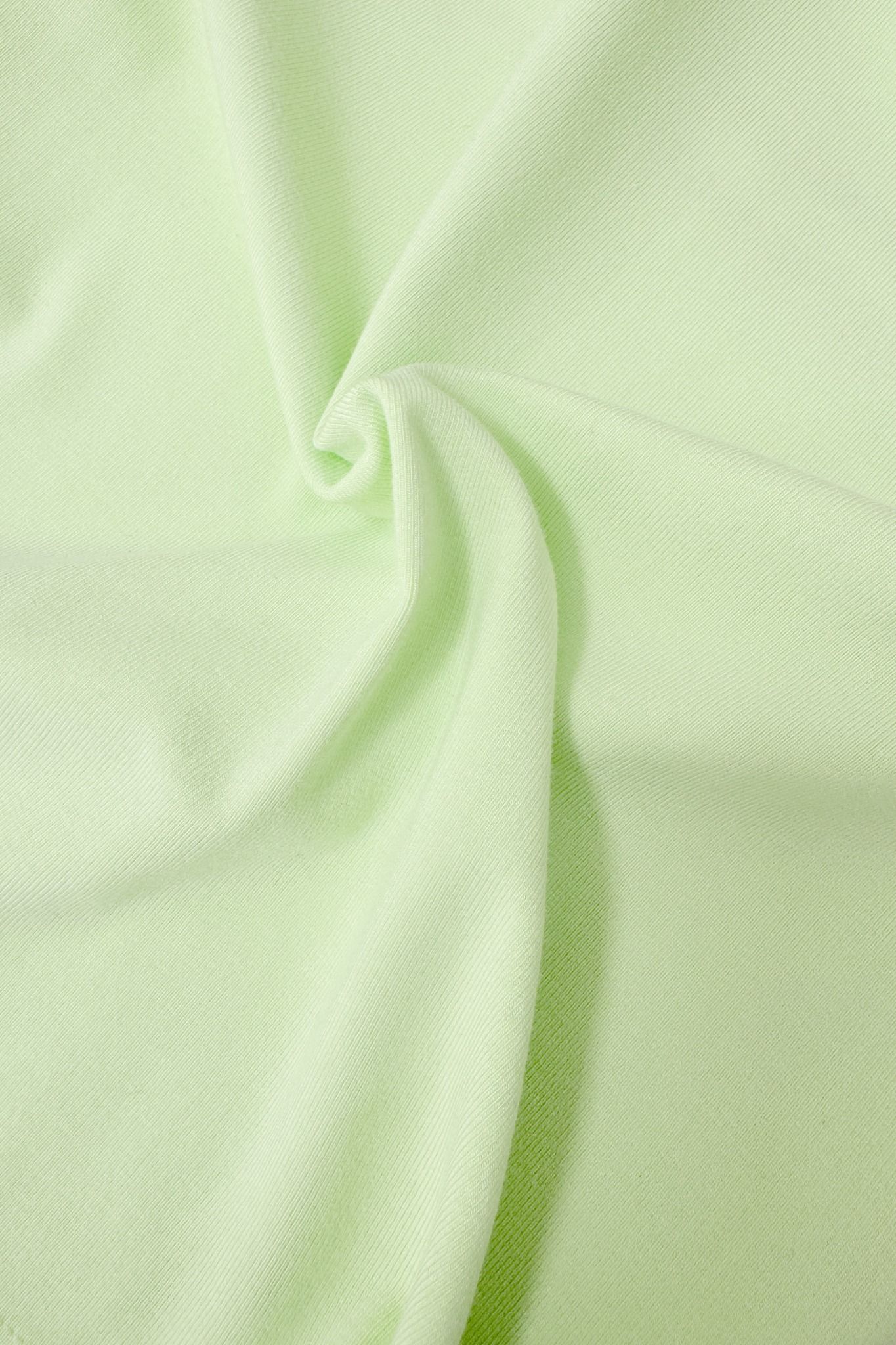 Áo phông crop casual thun tăm xanh thêu thân trước