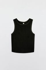 Áo Tanktop crop thun tăm màu đen