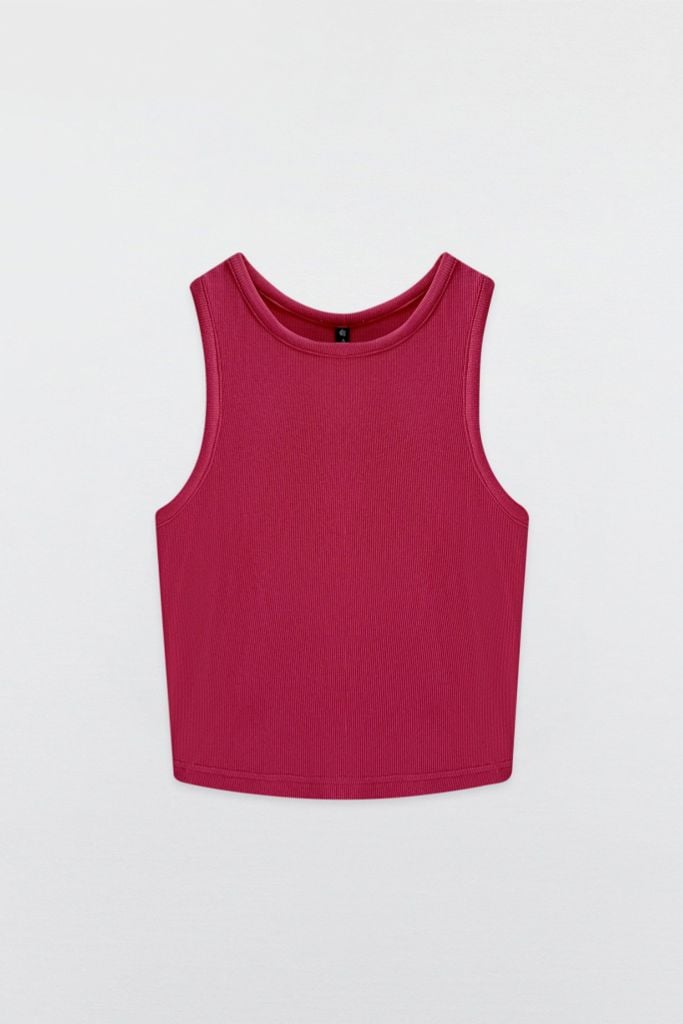 Áo Tanktop crop thun tăm hồng