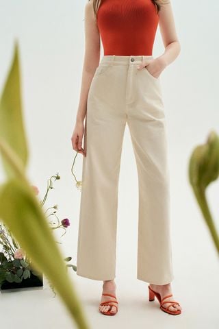 Quần culottes casual style kaki trắng kem