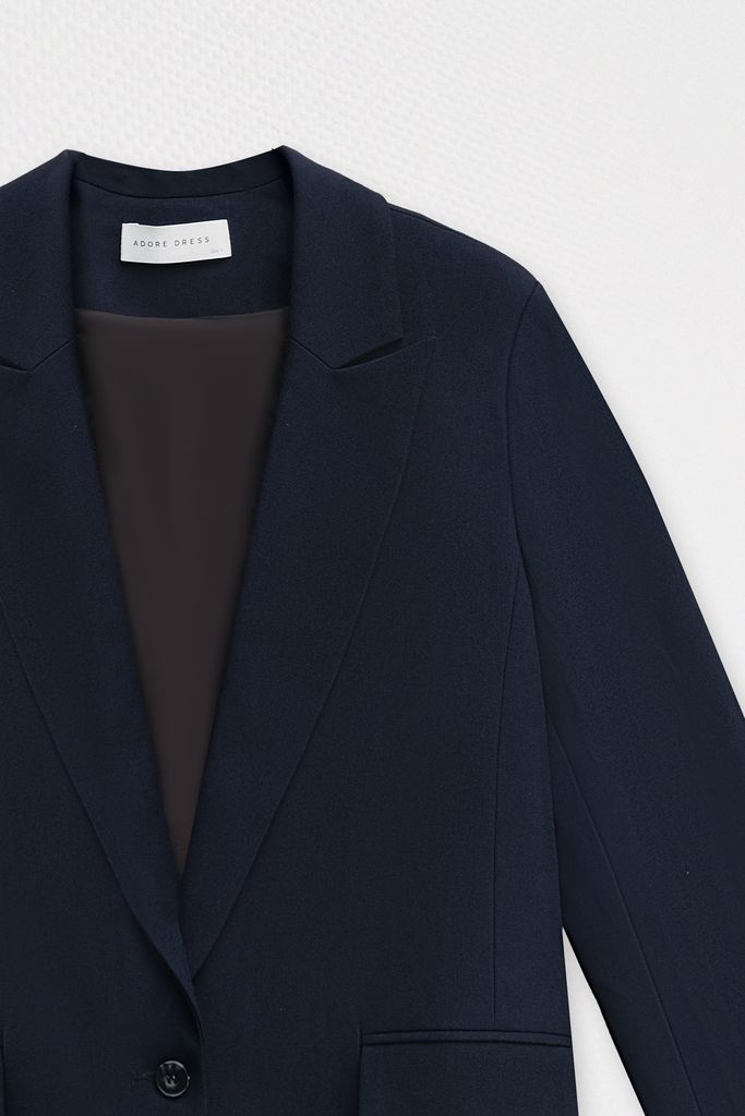 Áo blazer tech navy phối cửa tay