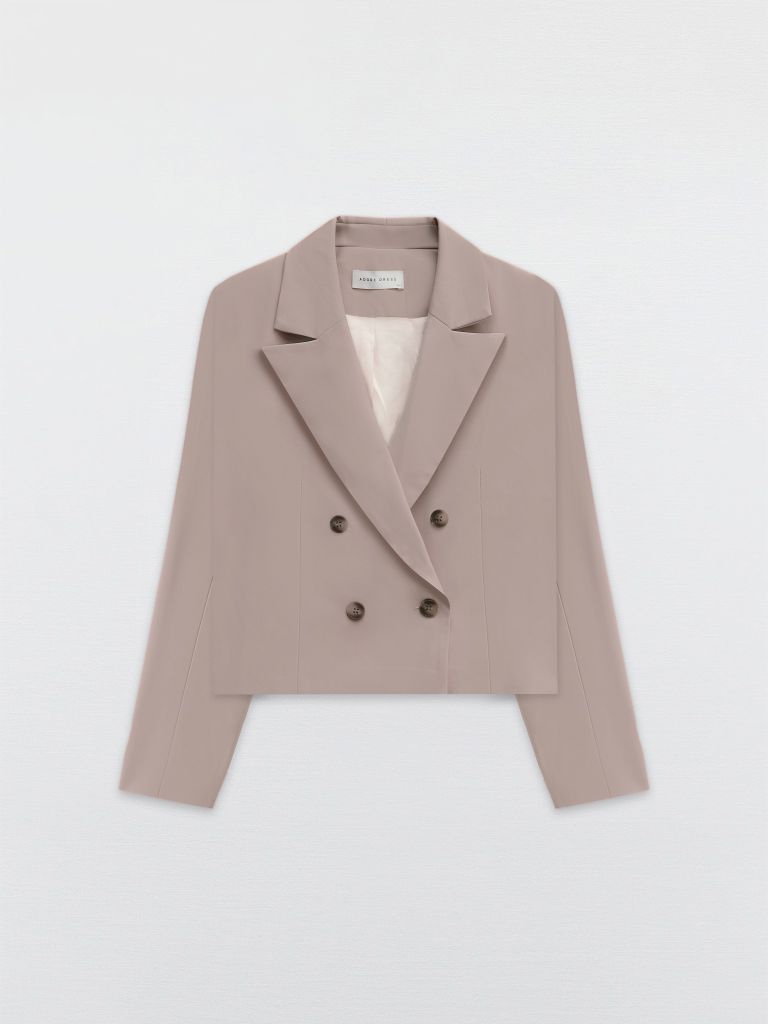 Áo blazer crop beige eo nhẹ basic