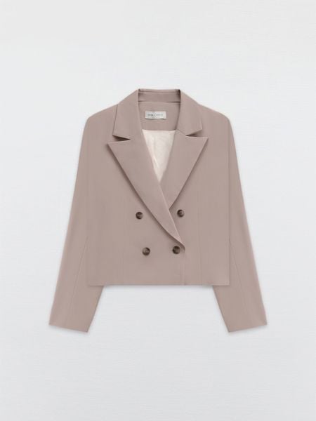Áo blazer crop beige eo nhẹ basic