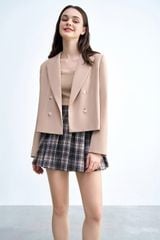 Áo blazer crop beige eo nhẹ basic