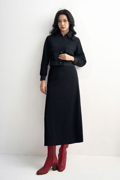 Áo khoác bomber poly xốp đen