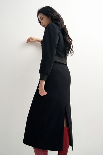 Áo khoác bomber poly xốp đen