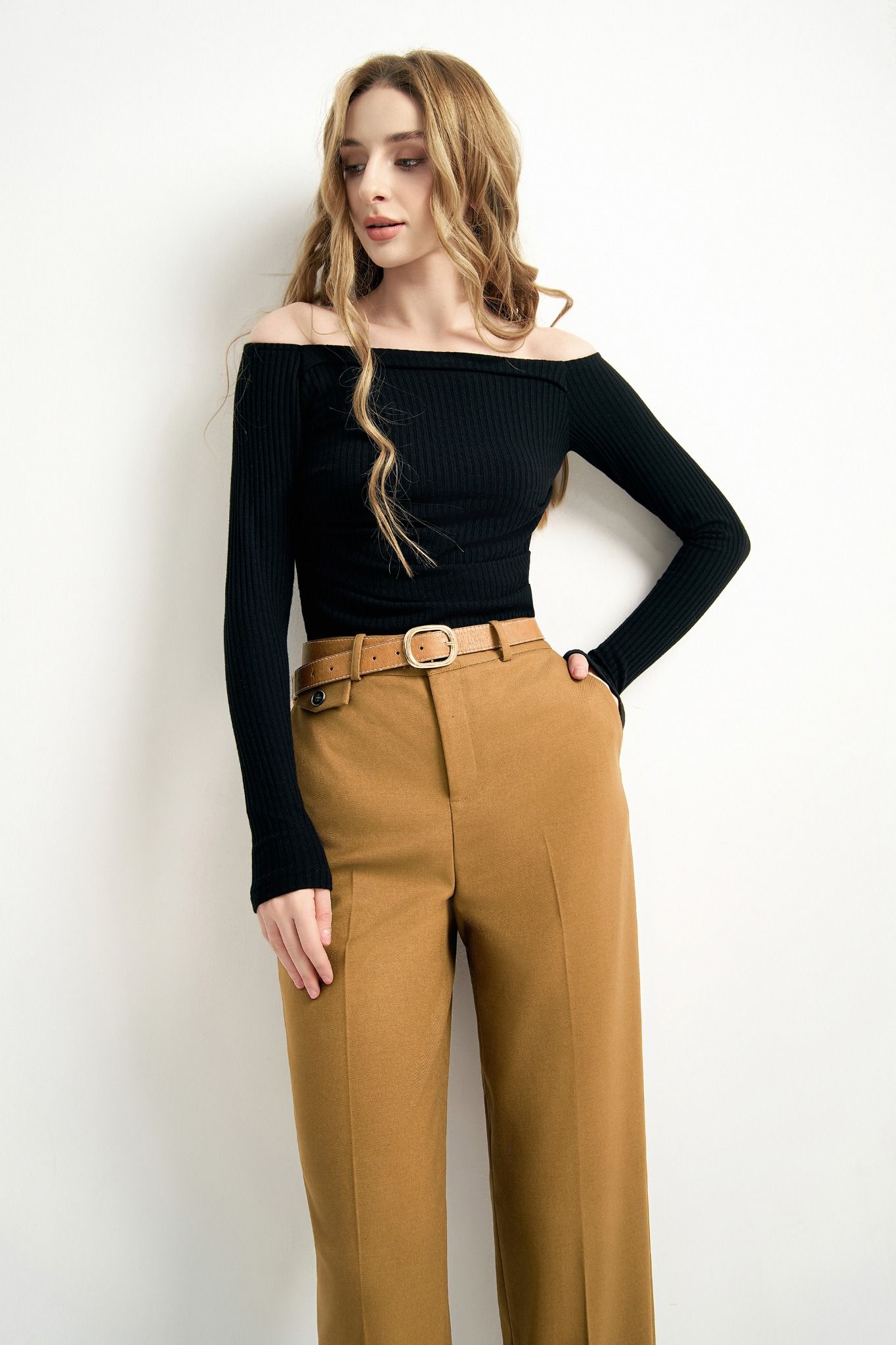 Quần đứng basic nâu tây