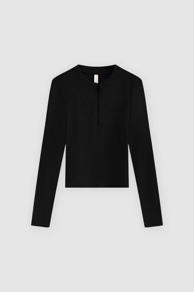 Áo dài tay crop poly xốp đen