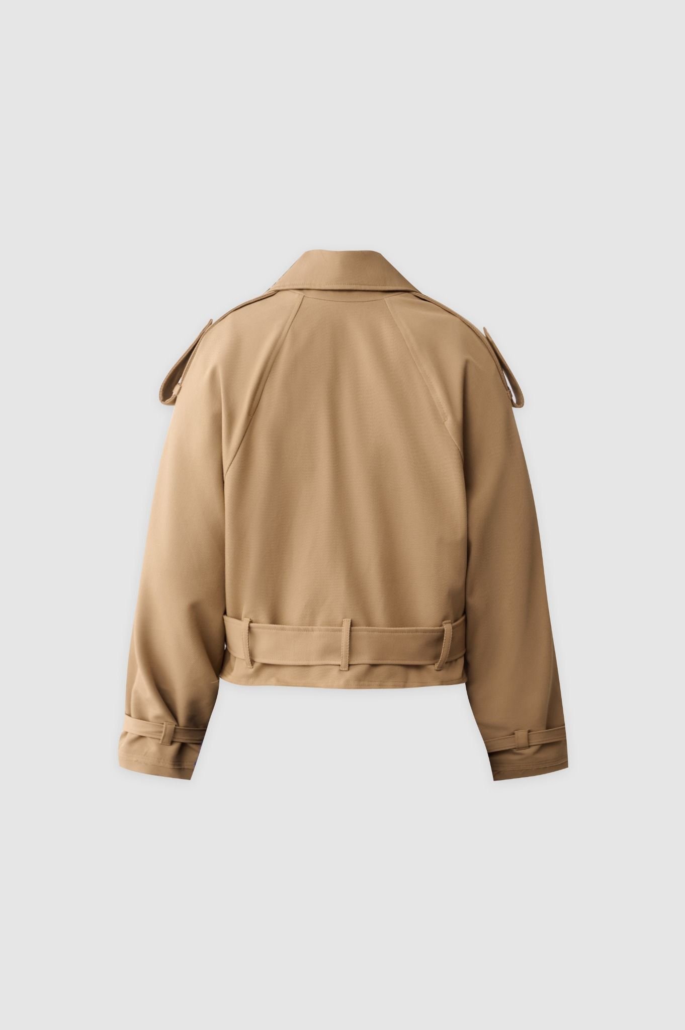 Áo trench coat ngắn kaki nâu tay raplang