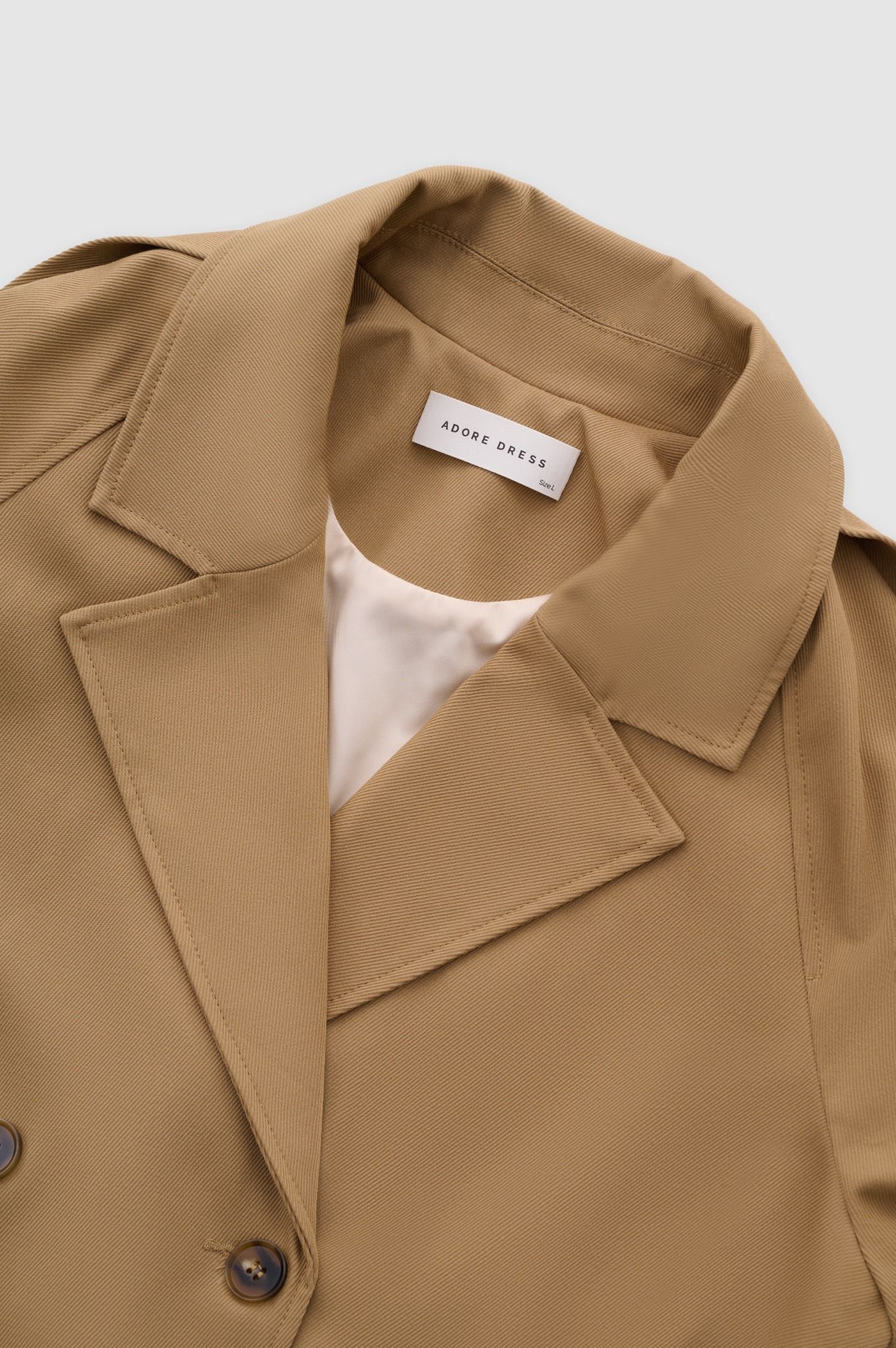 Áo trench coat ngắn kaki nâu tay raplang