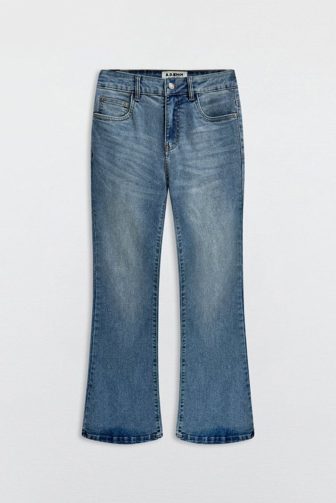 Quần jeans ống flare denim màu stone wash