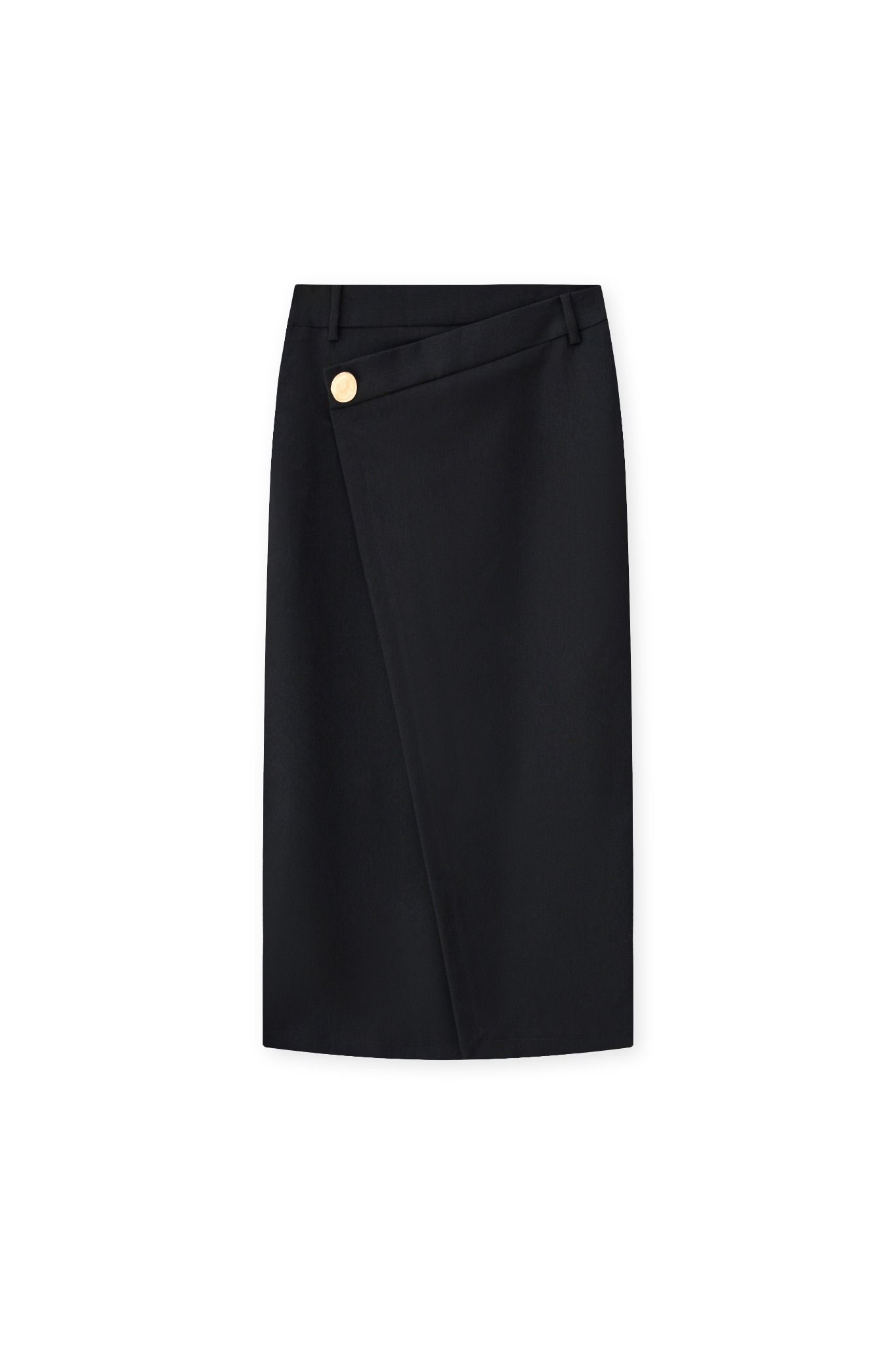 Chân váy maxi vạt chéo solid đen