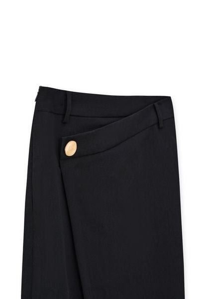Chân váy maxi vạt chéo solid đen
