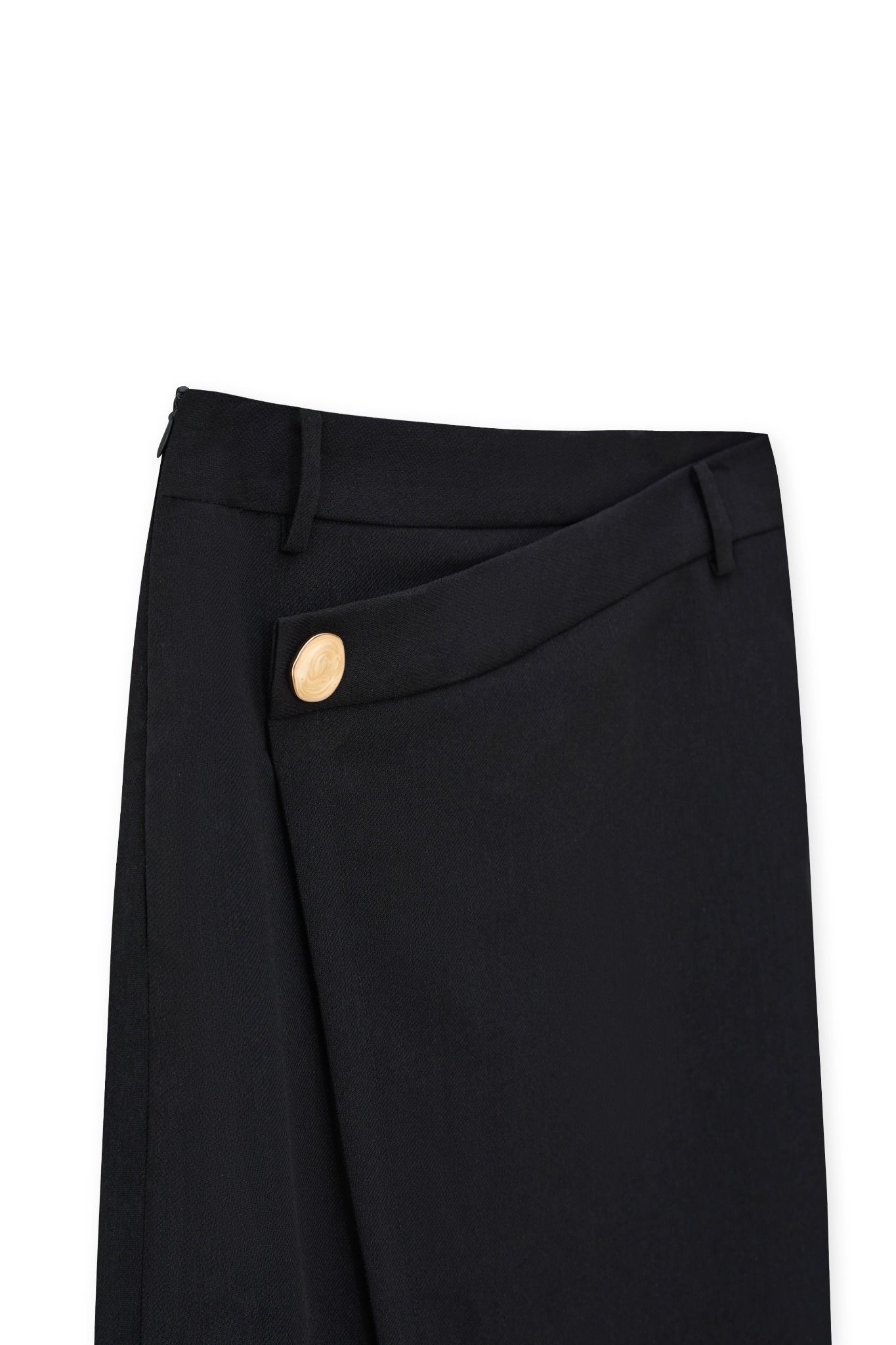 Chân váy maxi vạt chéo solid đen