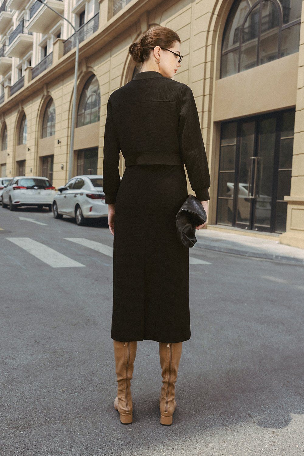 Áo khoác bomber poly xốp đen