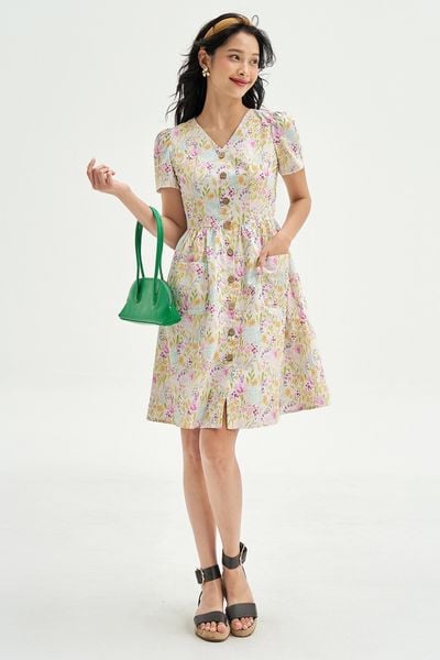 Đầm mini hoa linh lan tím