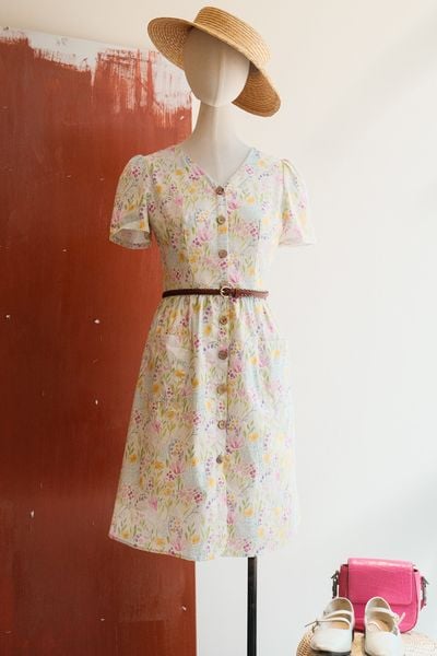 Đầm mini hoa linh lan tím