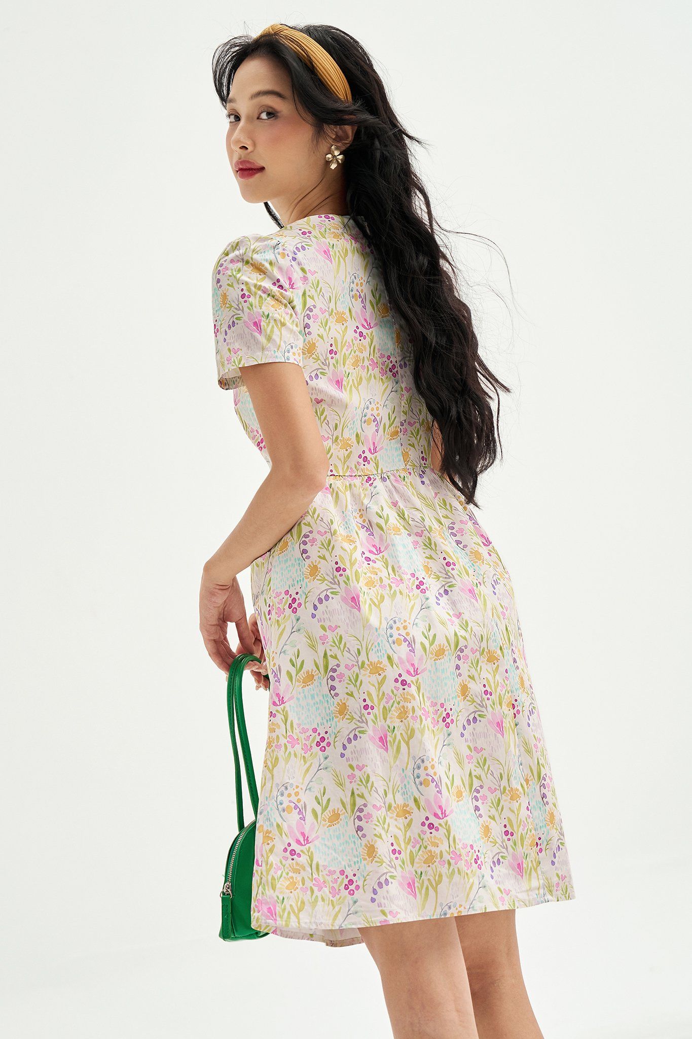 Đầm mini hoa linh lan tím