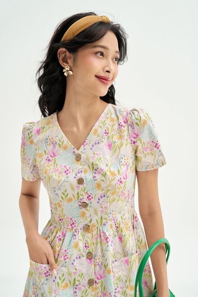 Đầm mini hoa linh lan tím
