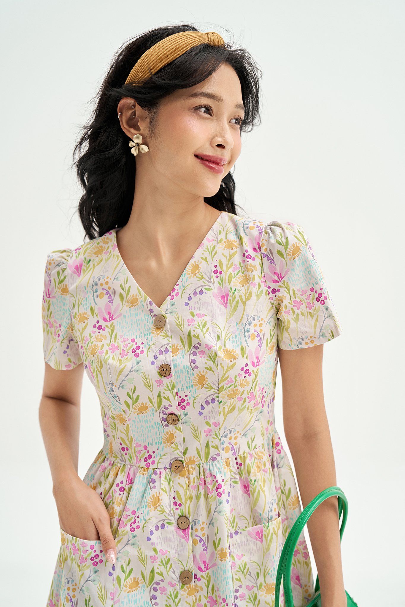 Đầm mini hoa linh lan tím