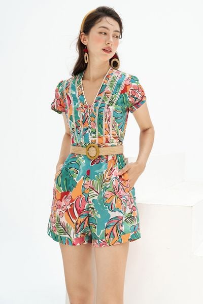 Jumpsuit họa tiết tropical