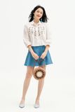  Chân váy mini xoè poly xốp xanh đính nơ 