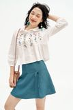  Chân váy mini xoè poly xốp xanh đính nơ 